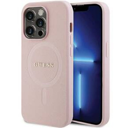 Pouzdro GUESS pro iPhone 14 Pro, Saffiano MagSafe, růžové