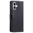 Pouzdro s klopou pro iPhone 16 Plus, Rhombus Crossbody Leather, černé