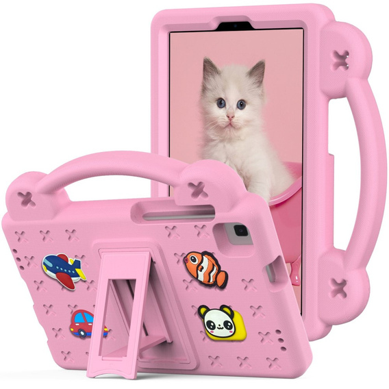 Dětské pouzdro pro Samsung Galaxy Tab A7 Lite 8.7 T220/T225, Cute Patterns, se stojánkem, růžové