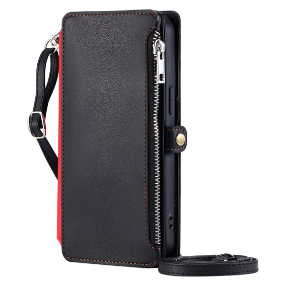 Klopové pouzdro pro Xiaomi Redmi 14C / Xiaomi Poco C75, Wallet Zipper Pocket, černé