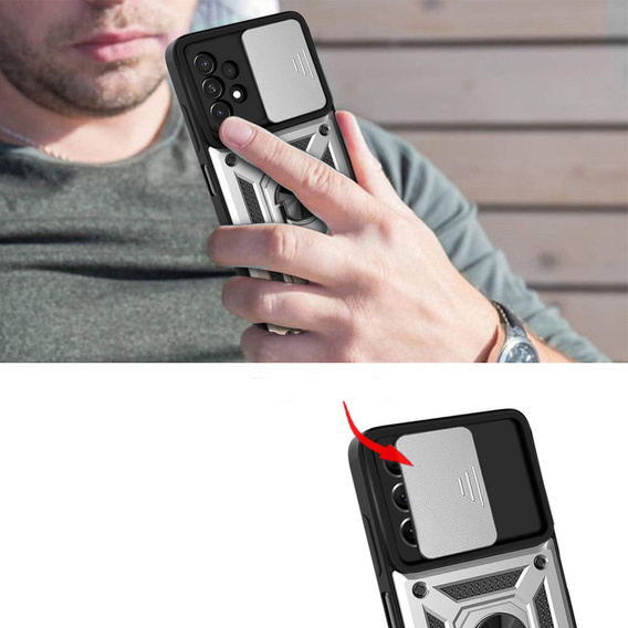 Pouzdro pro Samsung Galaxy A33 5G, CamShield Slide, stříbrné