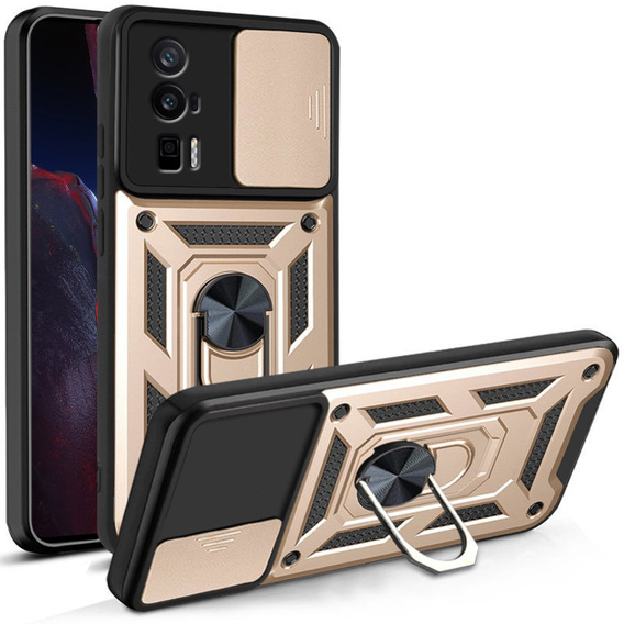 Pouzdro pro Xiaomi Poco F5 Pro, CamShield Slide, zlaté