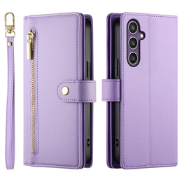 Klopové pouzdro pro Samsung Galaxy S25+ Plus, Wallet Zipper Pocket, fialové