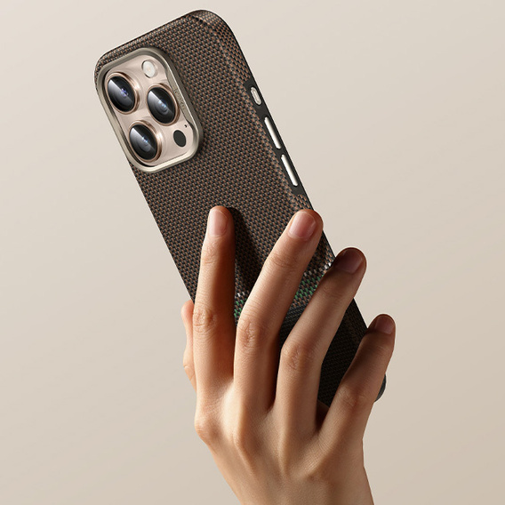 Pouzdro BENKS Kevlar Magnetic Armor Pro Prestige 600D Y066 pro MagSafe s aktivním tlačítkem pro iPhone 16 Pro Max