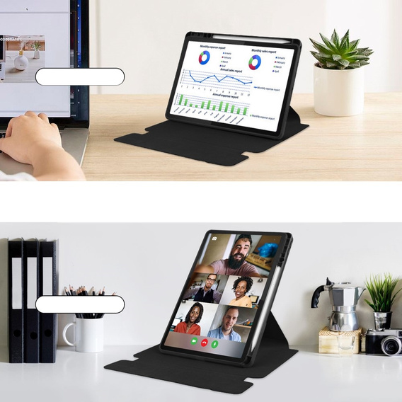 Pouzdro s klávesnicí pro Lenovo Tab M11, Rotary 360° Leather, černé