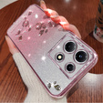 Pouzdro pro Infinix Note 30 Pro 4G, Glitter Flower, růžové rose gold