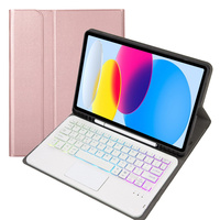 Pouzdro s podsvícenou bluetooth touchpad klávesnicí pro iPad 10.9" 2022 (10 gen.), růžové