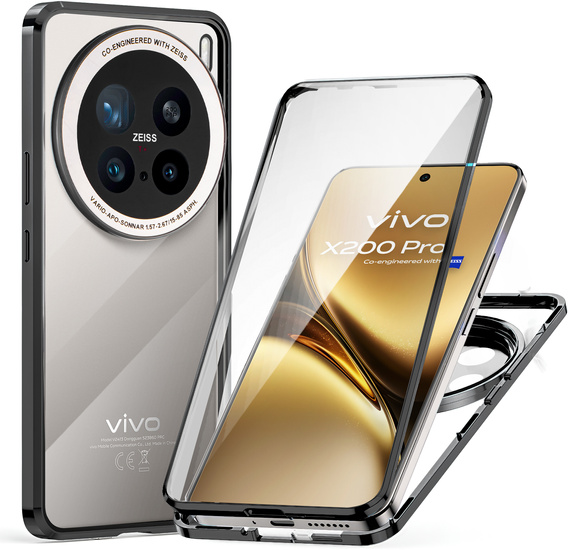 Pouzdro pro Vivo X200 Pro 5G, Magnetic Dual Glass, černé