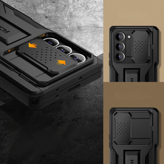 Pancéřové pouzdro pro Samsung Galaxy Z Fold6 5G, řada TONGATE MECH s kroužkem, černé
