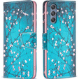 Klopové pouzdro pro Samsung Galaxy M34, Wallet, Sakura, modré