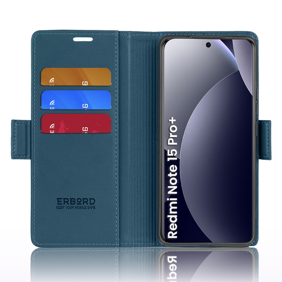 Pouzdro s klopou ERBORD Glossy Litchi pro Xiaomi Redmi Note 15 Pro Plus 5G / Poco M8 Pro 5G