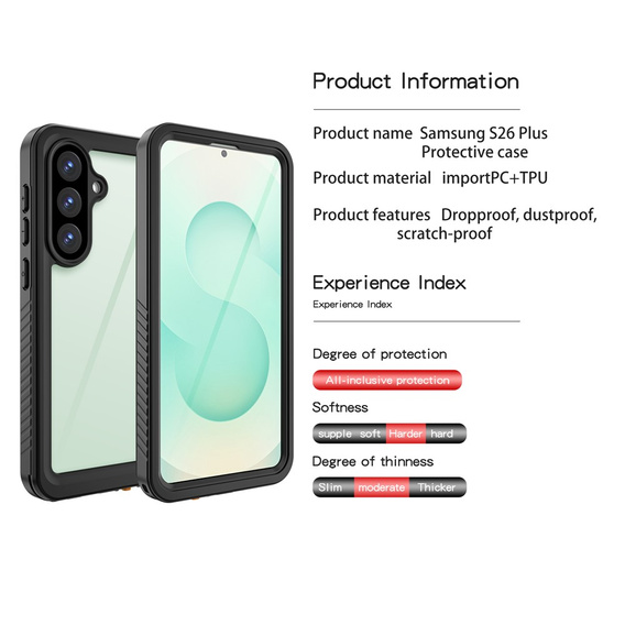 Vodotěsné pouzdro IP68 Redpepper pro Samsung Galaxy S26 Plus, černé