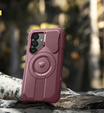 Pancéřové pouzdro pro Samsung Galaxy S25, Dexnor CamProtect MagSafe, červené (dva rámečky)