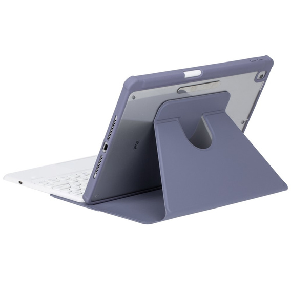 Pouzdro s klávesnicí pro iPad 11" 2025 A16 (11 gen.) / iPad 10.9" 2022 (10 gen.), Rotary 360° Leather, fialové
