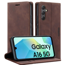 Pouzdro pro Samsung Galaxy A16, ERBORD Vintage peněženka s klopou, káva