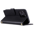 Pouzdro s klopou pro iPhone 16 Pro Max, Rhombus Crossbody Leather, černé