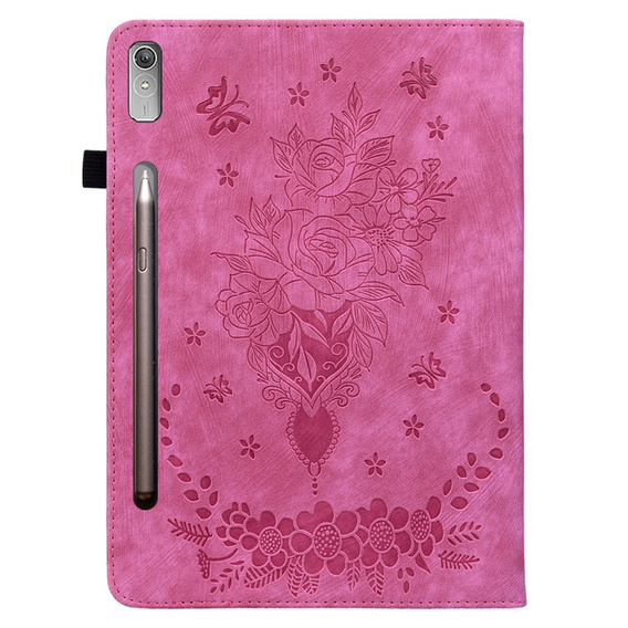 Pouzdro s klopou pro Lenovo Tab P12, flower, růžové