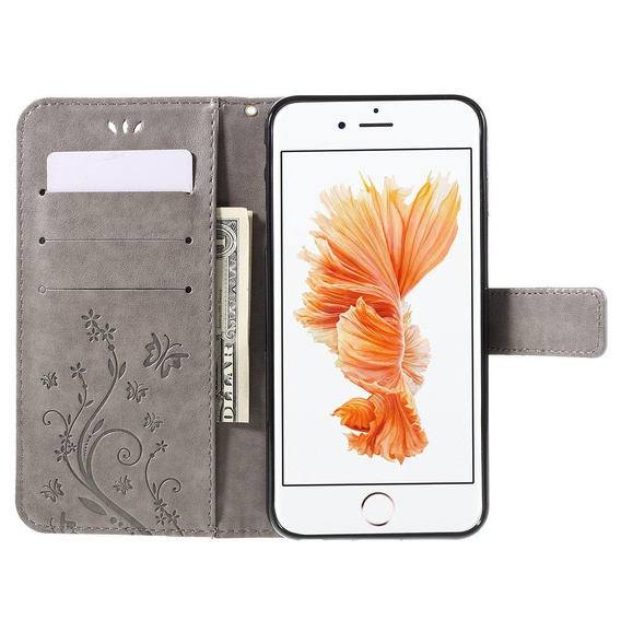 Klopové pouzdro pro iPhone 6/6S 4.7, Butterfly, šedé