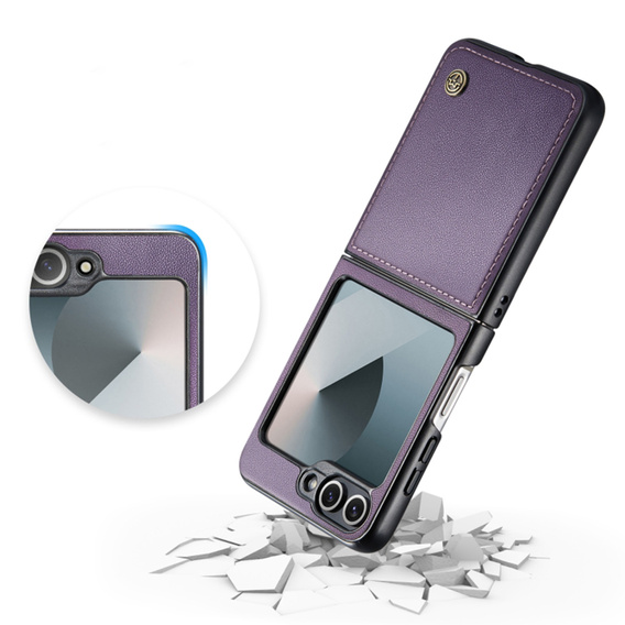 Pouzdro pro Samsung Galaxy Z Flip7 FE / Z Flip6, CASEME Litchi Leather, fialové