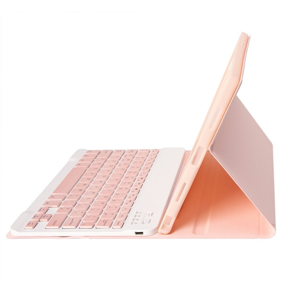 Pouzdro + klávesnice Samsung Galaxy Tab A9+, Leather Pen Slot, růžové rose gold