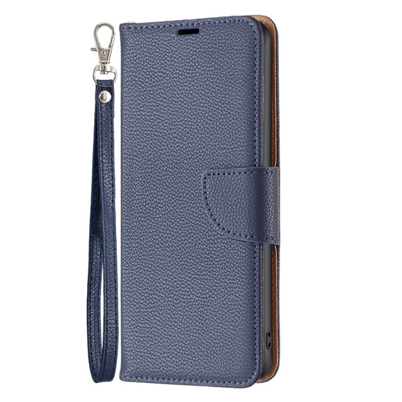 Klopové pouzdro pro Samsung Galaxy A25 5G, Wallet Litchi Leather, námořnicky modré + 9H sklo 