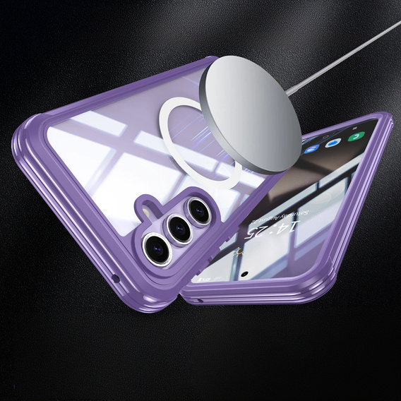 Pouzdro pro Samsung Galaxy S25+ Plus, Shockproof, se sklem, pro MagSafe, fialové