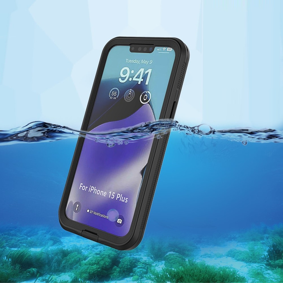 Vodotěsné pouzdro IP68 pro iPhone 15 Plus, černé
