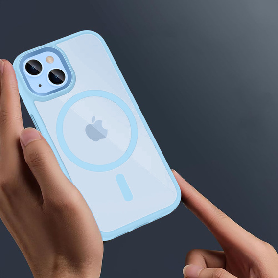 Pouzdro pro iPhone 13, pro MagSafe, ERBORD Matt Case, modrý + sklo na displej