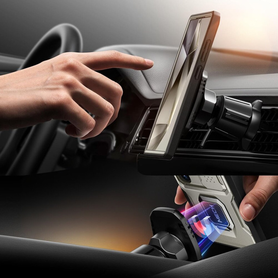 Pancéřové pouzdro pro Samsung Galaxy S24 Ultra, řada TONGATE MECH s kroužkem, šedé