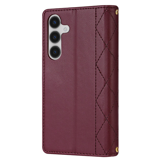 Pouzdro s klopou pro Samsung Galaxy A56 5G, Rhombus Crossbody Leather, kaštanové