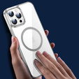 Pouzdro pro iPhone 14 Pro, ERBORD Hybrid MagSafe Case, stříbrné