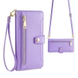 Klopové pouzdro pro iPhone 16E, Wallet Zipper Pocket, fialové