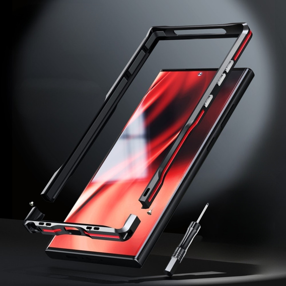 Pouzdro LUPHIE pro Samsung Galaxy S23 Ultra, Armor Bumper, černá / červená