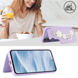 Pouzdro pro Samsung Galaxy A55 5G, Leather Flower Card Slot, fialové