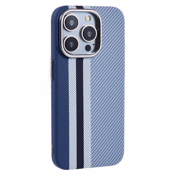 Pouzdro pro iPhone 15 Pro, Carbon Fiber MagSafe, modré