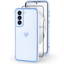 Pouzdro pro Samsung Galaxy S21, Electro heart, modré + Full Glue Ceramic Glass