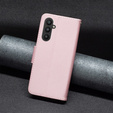 Klopové pouzdro pro Samsung Galaxy A25 5G, Wallet Litchi Leather, růžové + 9H sklo 