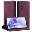 Pouzdro pro Samsung Galaxy A55, ERBORD Vintage peněženka s klopou, červené + sklo na displej