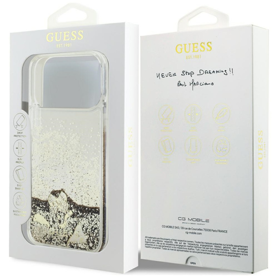 Pouzdro GUESS Liq. Glitter 4 Charms pro iPhone 17 Pro