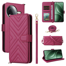 Flipové pouzdro pro Xiaomi Poco F7 Pro / F7 Ultra, Crossbody Leather Wallet, kaštanové