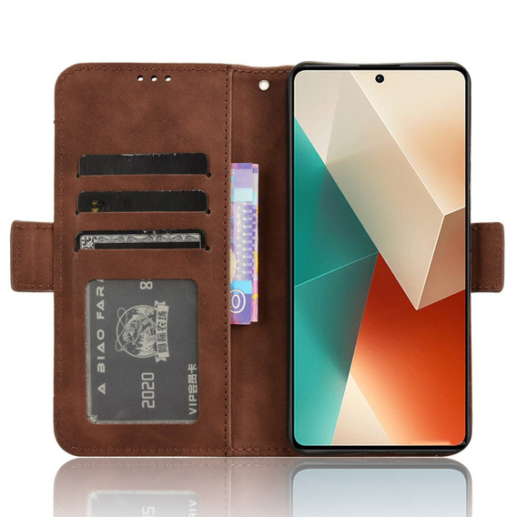 Klopové pouzdro pro Xiaomi Redmi Note 13 5G, Card Slot, hnědé