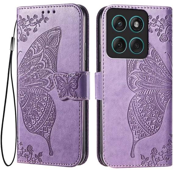 Klopové pouzdro pro Motorola Moto G86 5G, Butterfly, fialové
