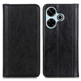 Flipové pouzdro pro Xiaomi Redmi 13, Split Leather, černé