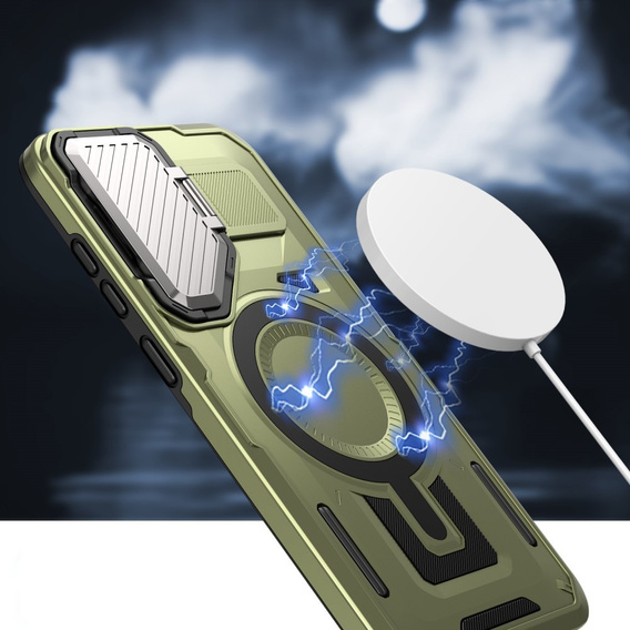Pouzdro pro Samsung Galaxy S24 FE, Military MagSafe with camera protection, zelené
