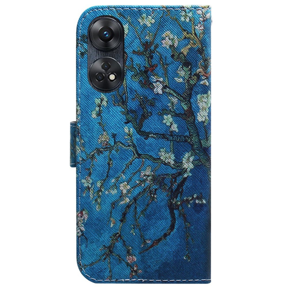 Klopové pouzdro pro Oppo Reno8 T 4G, Wallet, sakura, modré