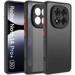 Silikonové pouzdro pro Xiaomi Redmi Note 14 Pro+ 5G, s ochranou fotoaparátu, transparentní / černé + 9H tvrzené sklo pro obrazovku