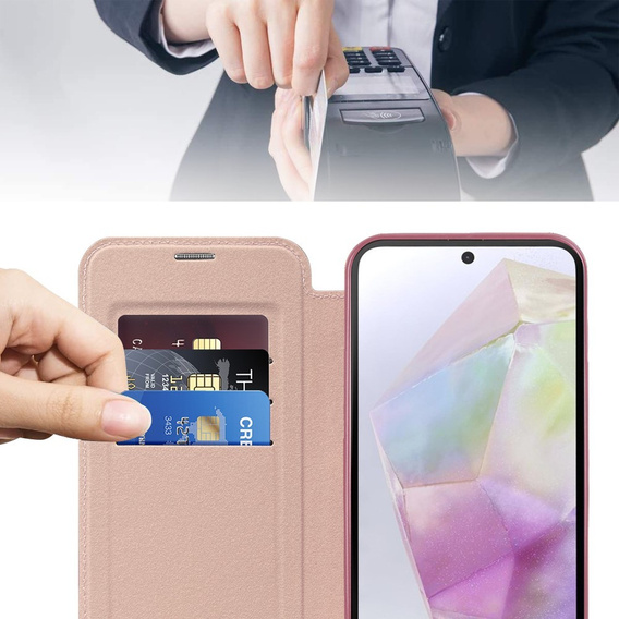 Klopové pouzdro pro Samsung Galaxy A36, RFID Wallet MagSafe CamShield, růžové