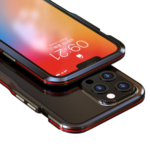 Pouzdro LUPHIE pro iPhone 13 Pro Max, Armor Bumper, černá / červená