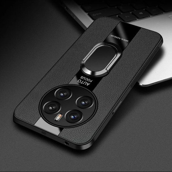 Pouzdro pro Realme 12 Pro 5G / 12 Pro+ 5G, Leather Kickstand Ring, černé