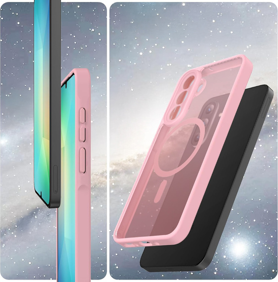 Pouzdro pro Samsung Galaxy A56 5G, pro MagSafe, ERBORD Matt Case, růžové + sklo na displej